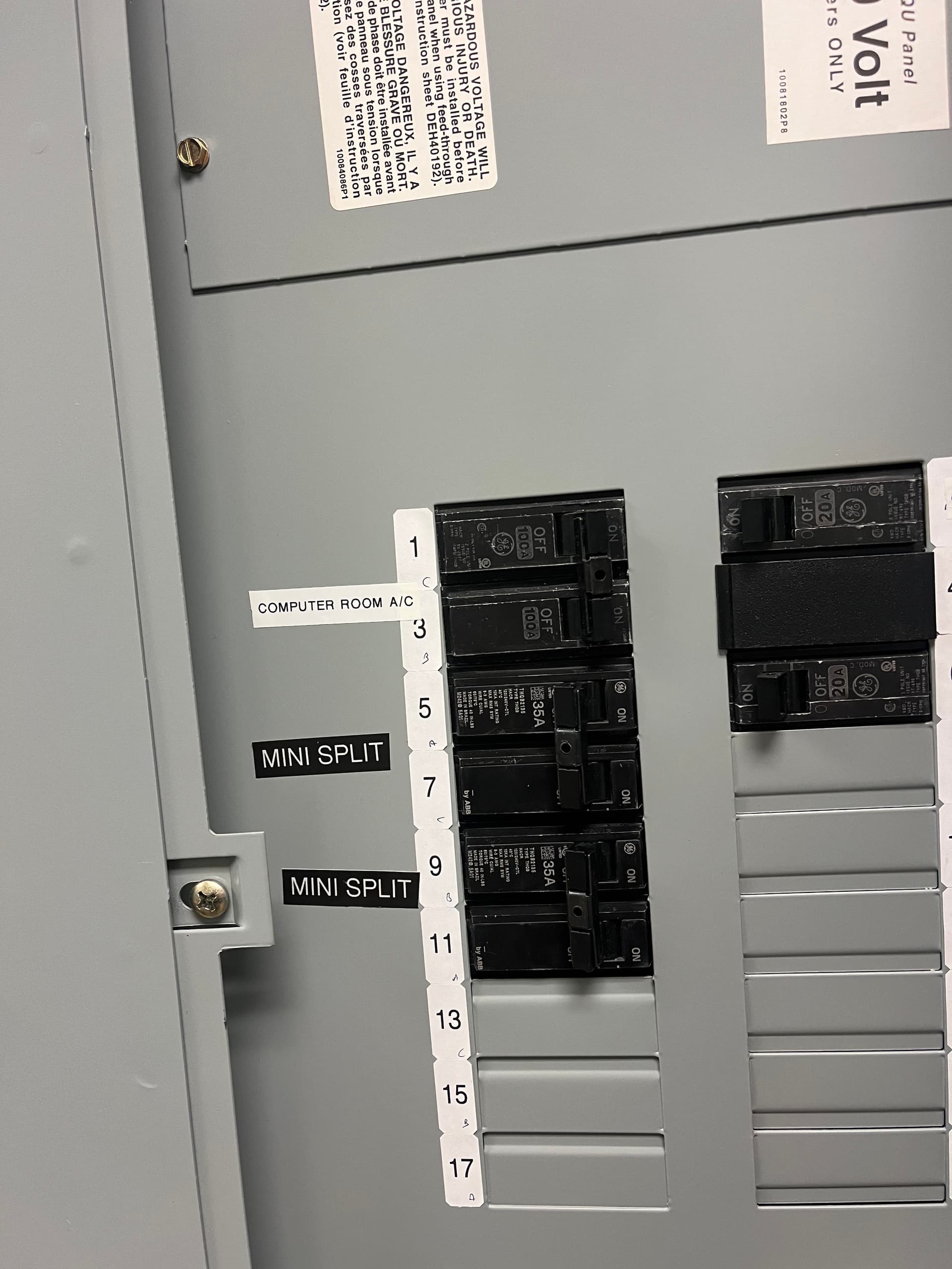 Dedicated Circuits for Mini Split Units at IT Room
