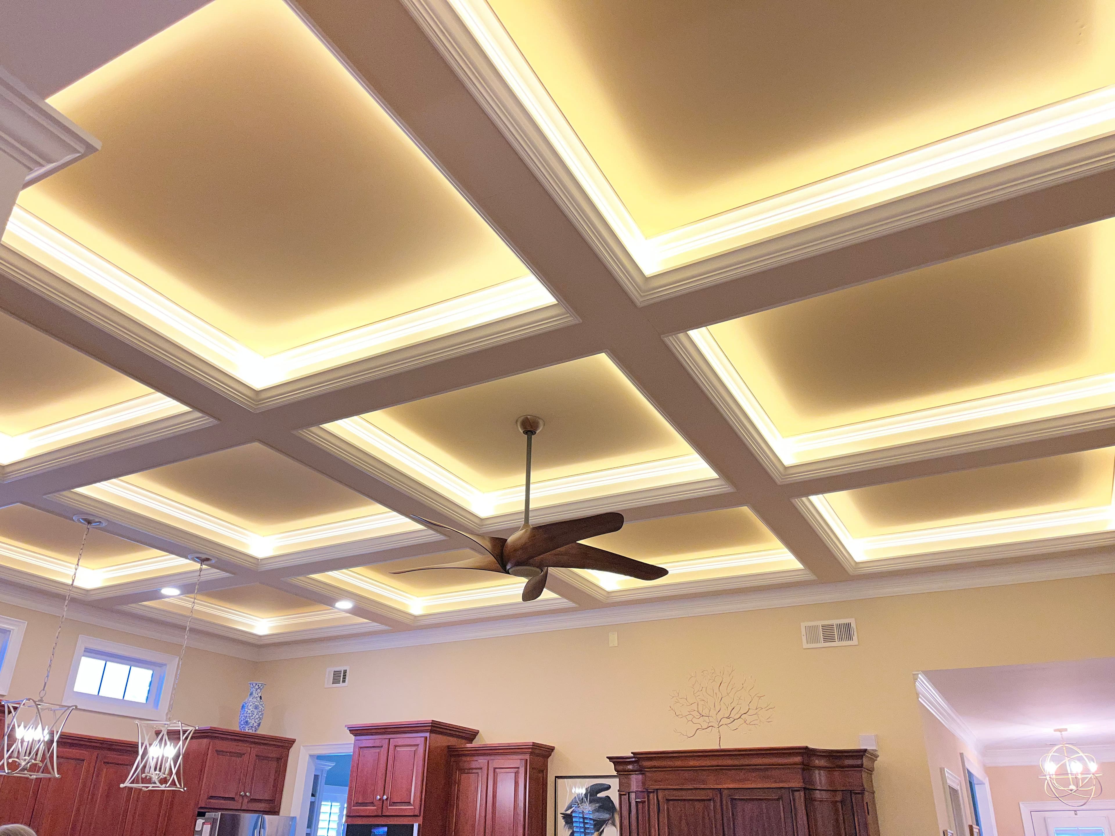 Project Elegant Coffered Ceiling Lighting Installation image